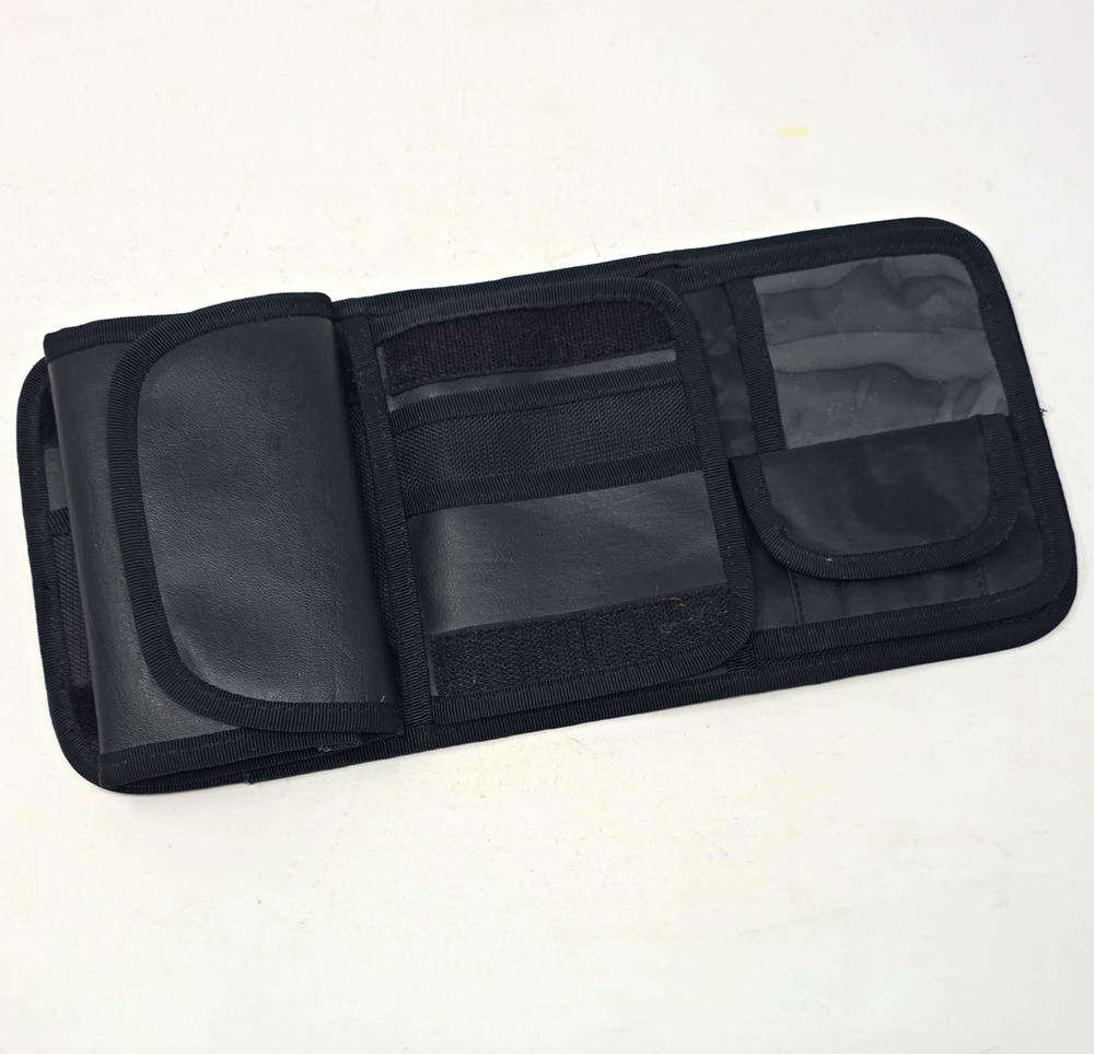 Black Fold-Out ID & Badge Holder Document Wallet, Clear ID Window, Card Slots